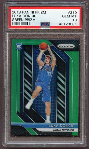 LUKA DONCIC 2018 PANINI PRIZM Green Rookie Refractor PSA 10 #280 GEM MINT