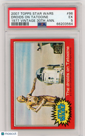2007 Topps Star Wars 1977 Vintage 30th Anniversary Stamped Card Droids On Tatooine #96 PSA 5