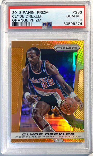2013-14 Panini Prizm #233 Clyde Drexler Orange Prizm /60 PSA 10 