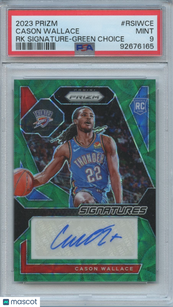 2023-24 Panini Prizm Cason Wallace #RSI-WCE Choice Green Prizm Parallel/Variety Rookie Insert PSA 9