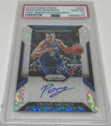 Kristaps Porzingis 2018 Panini Prizm Fast Break Auto PSA 10
