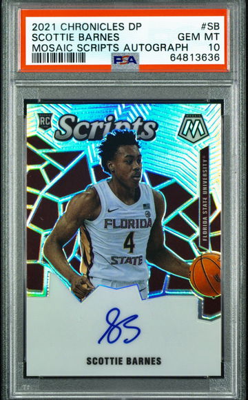 2021 Panini Chronicles Draft Scottie Barnes Mosaic Scripts Prizm Auto PSA 10 Gem Mint /99 
