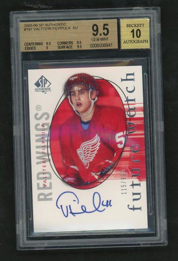 2005 Upper Deck SP Authentic 197 Valtteri Filppula Future Watch Rookie /1999 BGS 9.5 Gem Mint Detroit Red Wings Auto