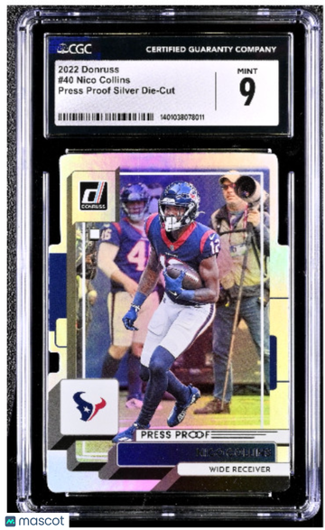 2022 Donruss Nico Collins #40 Press Proof Silver Die-Cut Parallel/Variety Base Set CGC 9