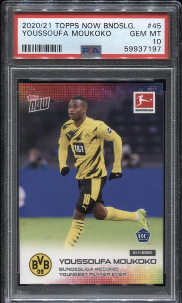 2020 Topps Now Bundesliga #45 Youssoufa Moukoko RC PSA 10 Gem Mint *7197