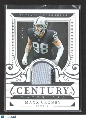 2026 Panini National Treasures Century Materials Maxx Crosby #CM-MCY /93 Memorabilia