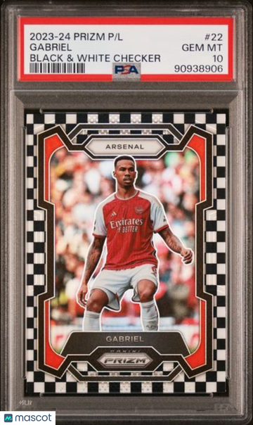 2023-24 Panini Prizm Premier League Gabriel #22 Black & White Checker PSA 10