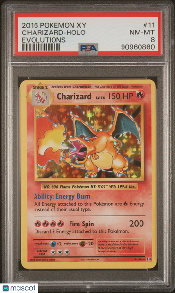 2016 Pokemon Xy Evolutions Charizard Holo #11 Evolutions PSA 8