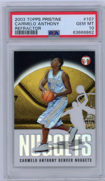 2003 CARMELO ANTHONY TOPPS PRISTINE REFRACTOR PSA 10 #107 ROOKIE RC /1999