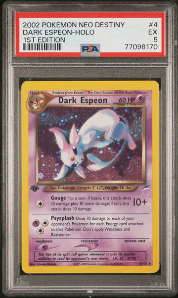 2002 Pokemon Neo Destiny 1st Edition Holo Dark Espeon #4 PSA 5