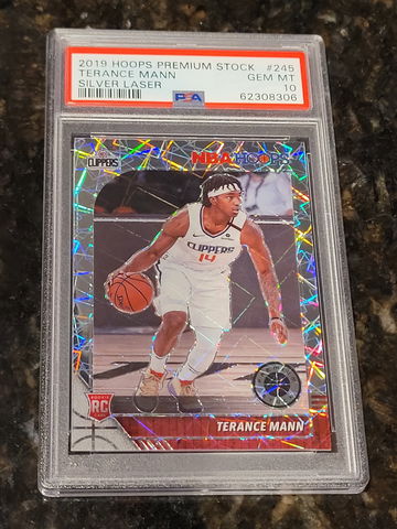 2019-20 Premium Stock Terance Mann Silver Lazer Prizm Rookie RC #245 PSA 10 GEM!