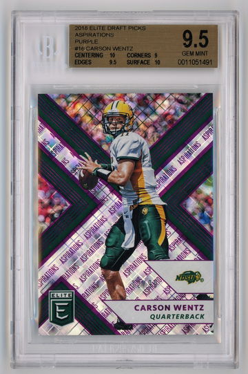 2018 Elite Draft Picks Aspirations Purple /99 Carson Wentz BGS 9.5