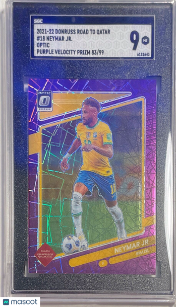 2021 Donruss Road To Qatar Neymar JR. #18 Optic Purple Velocity Prizm SGC 9