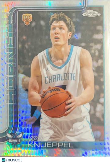 2025 Topps Chrome Prizm RC Basketball Card Kon Knueppel #254 Charlotte Hornets