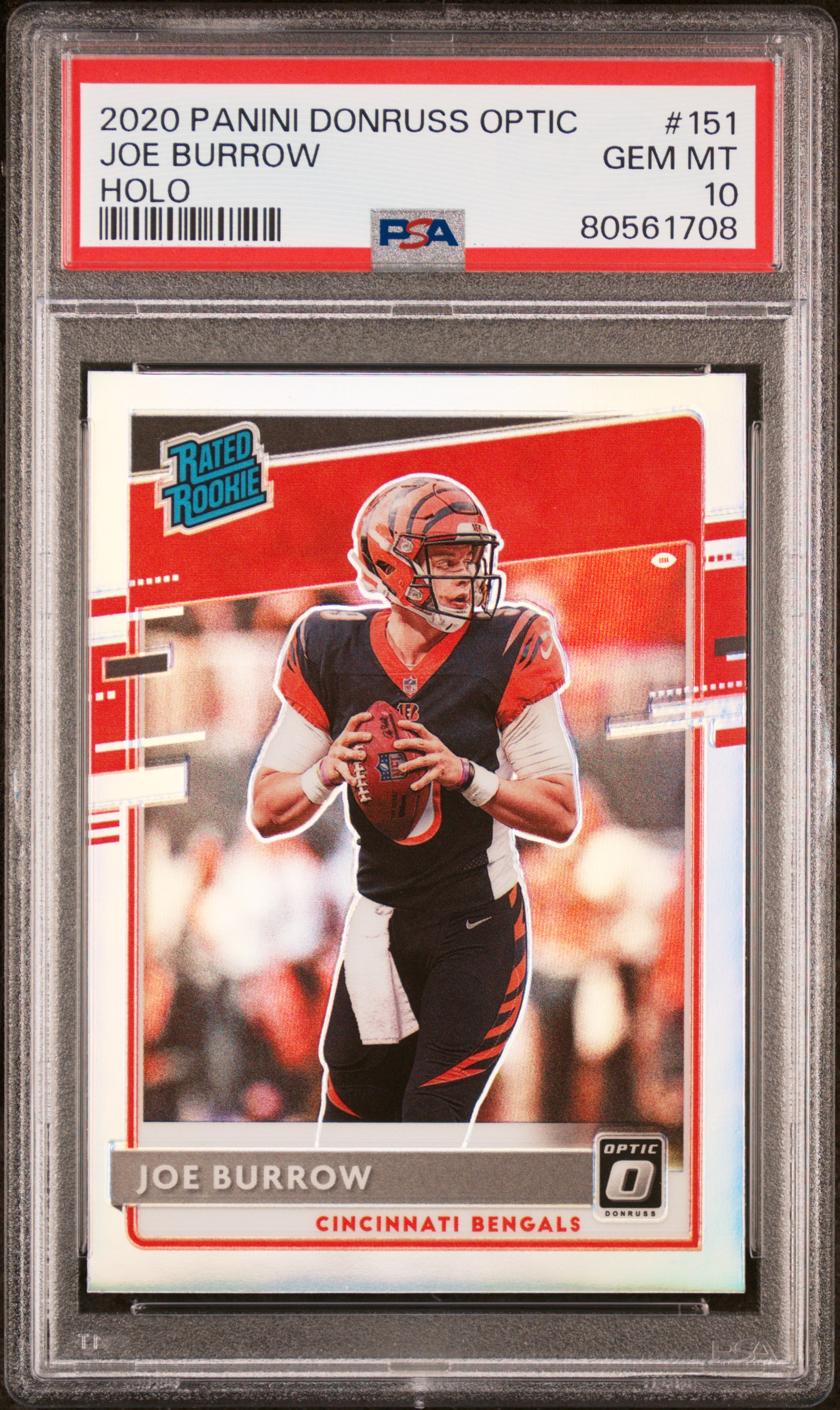 PSA 10 2020 Panini Donruss Optic Joe Burrow Holo Rookie RC #151