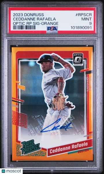 2023 Panini Donruss Optic Rated Prospect Signatures Ceddanne Rafaela #RPSCR RP Orange PSA 9