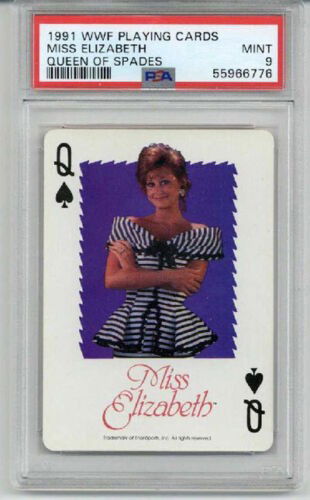 1991 WWF PLAYING CARDS QUEEN OF SPADES MISS ELIZABETH WRESTLING WWE PSA 9