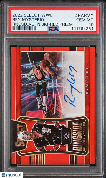 2022 Panini Select WWE Ringside Action Signatures Rey Mysterio #RARMY Red Prizm /99 PSA 10