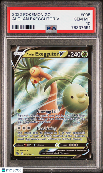 2022 Pokemon Go Alolan Exeggutor V PSA 10 #005