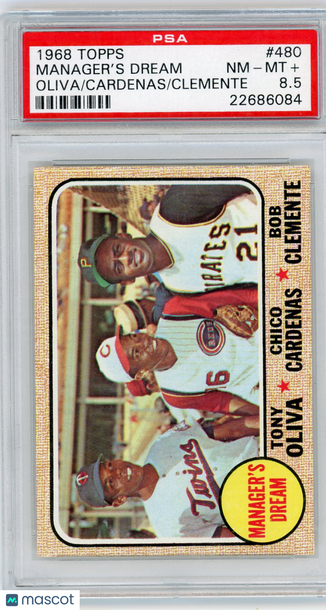 1968 Topps Manager's Dream #480 Oliva Cardenas Clemente PSA 8.5