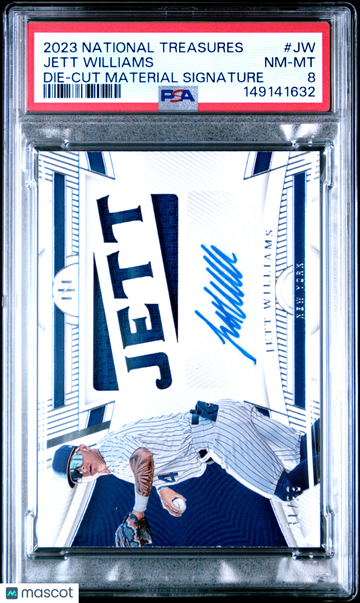 2023 Panini National Treasures Die-Cut Material Signatures Jett Williams #JW PSA 8