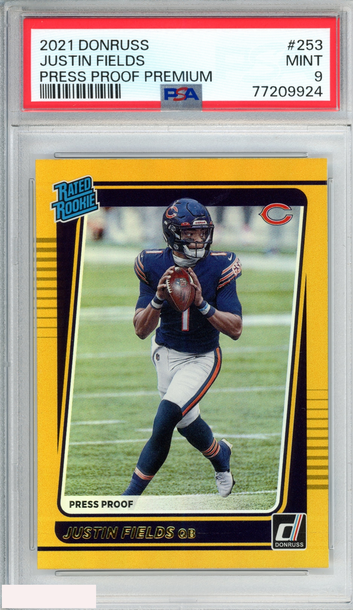 2021 PANINI DONRUSS JUSTIN FIELDS #253 PRESS PROOF PREMIUM ROOKIE RC PSA 9 MINT