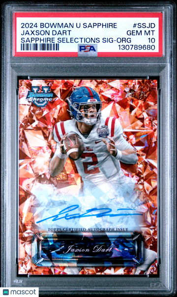 2024 Bowman Sapphire Jaxson Dart #SSJD Orange Sapphire Selections Auto /25 PSA 10