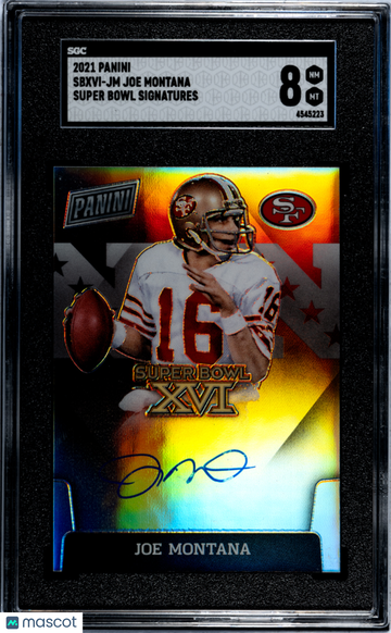 2021 Panini Joe Montana #SBXVI-JM Super Bowl Sigs. SGC 8