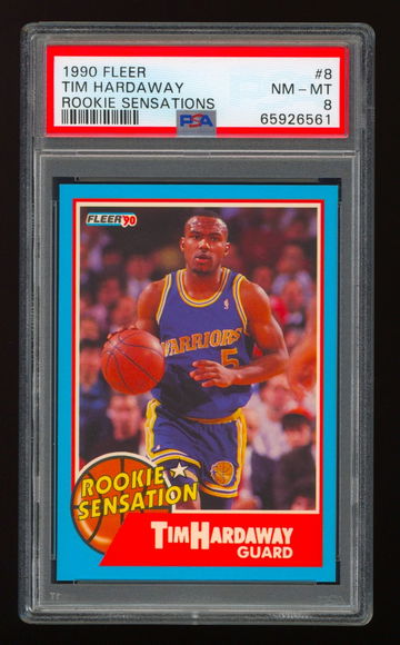 1990 Fleer TIM HARDAWAY Rookie Sensations #8 PSA 8 Golden State Warriors RC