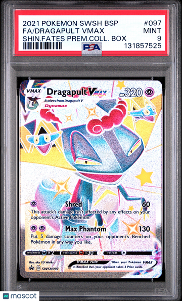 2021 Pokemon Swsh Black Star Promo Dragapult VMAX Fa Shin.Fates Prem.Coll. Box PSA 9 #097