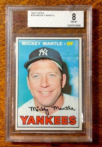 1967 Topps #150 Mickey Mantle BVG 8 Nr Mt Mt HOF Dead centered