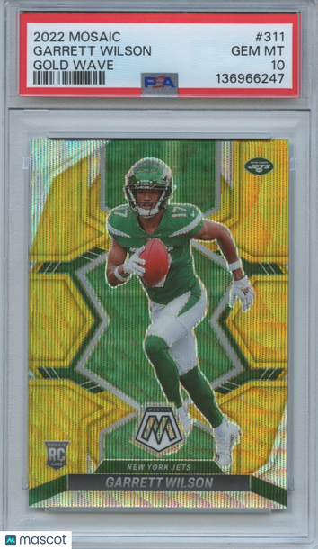 2022 Panini Mosaic Garrett Wilson #311 Gold Wave Rookie PSA 10