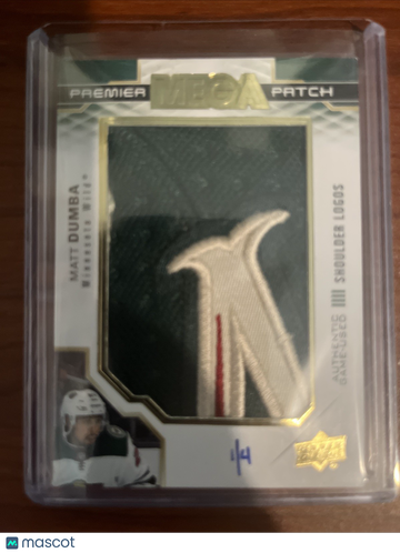 2019-20 Upper Deck Premier Matt Dumba #20 Premier Mega Patch Chest Logos Short Print Logo Patch Patch 3/18