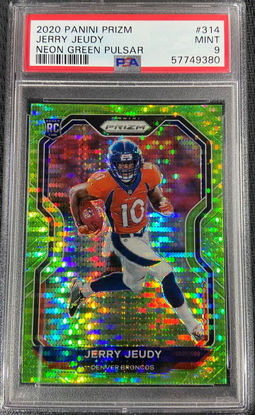 2020 Panini Prizm Neon Green Pulsar Jerry Jeudy ROOKIE PSA 9 MINT Low POP