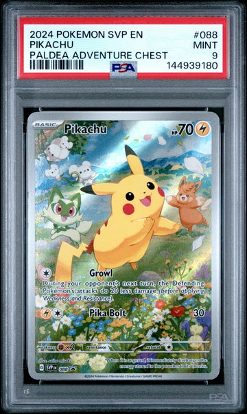 2024 Pokemon Scarlet and Violet Black Star Promo Paldea Adventure Chest Pikachu #088 PSA 9