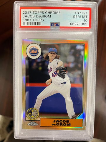2017 Topps Chrome Jacob Degrom 1987 Topps PSA 10
