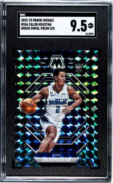 2022-23 Panini Mosaic Green Swirl Caleb Houstan #246 RC /5 SGC 9.5