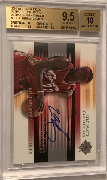 LeBron James 2005-06 Upper Deck Ultimate Collection Ultimate Signatures #USLJ BGS 9.5/10 Auto Pop 1/14 BGS 9.5's