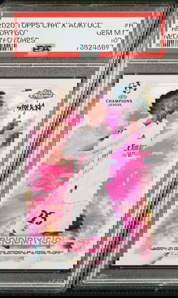 2020-21 Topps Chrome X Steve Aoki UCL Neon Futures Rodrygo #NF-R PSA 10 🔥