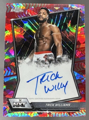 2026 Topps Chrome WWE Sapphire Trick Williams NXT Auto Red Refractor /5