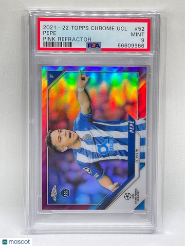2021 Topps Chrome UEFA Champions League Pepe #52 Pink Refractor PSA 9