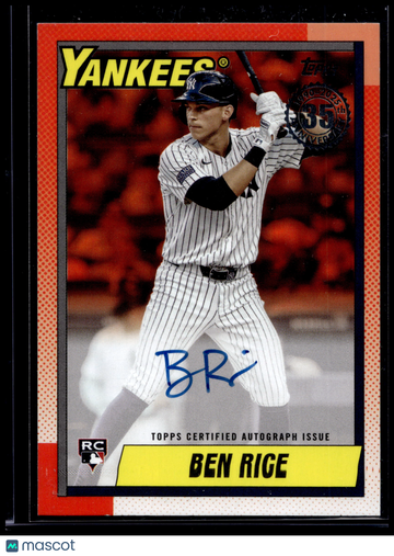 2025 Topps Baseball 1990 Topps Baseball Autograph Ben Rice #90B2-BRI /25 RC