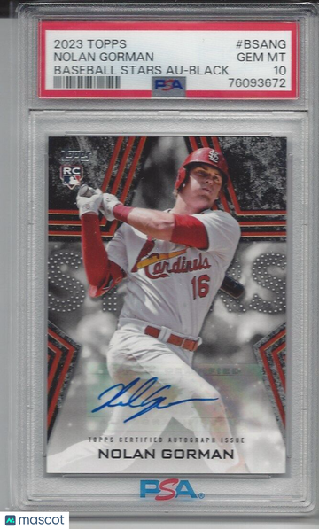2023 Topps Baseball Stars Autographs Nolan Gorman #BSANG Black PSA 10
