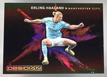 2022-23 Panini Obsidian Erling Haaland #7 Colorblast SSP Black Man City