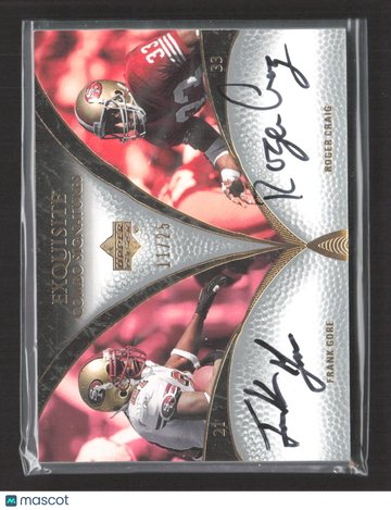2007 Upper Deck Exquisite Collection Combo Signatures Frank Gore Roger Craig #ECS-GC /25