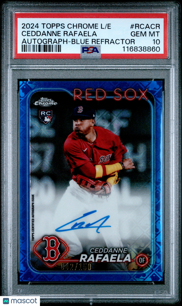 2024 Topps Chrome Logofractor Edition MLB Refractor Chrome Autographs Ceddanne Rafaela #RCACR Blue /150 PSA 10
