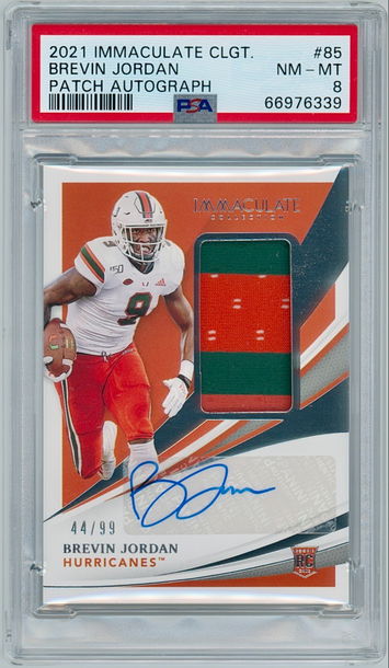 2021 Immaculate Collegiate #85 Brevin Jordan - Rookie Patch Auto # /99 (Miami Hurricanes) RPA