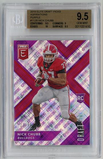 2018 Elite Draft Picks Aspirations Purple /99 Nick Chubb BGS 9.5