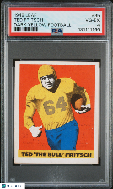 1948 Leaf Football Ted "The Bull" Fritsch #35 Dark Yellow Football RC Rookie PSA 4
