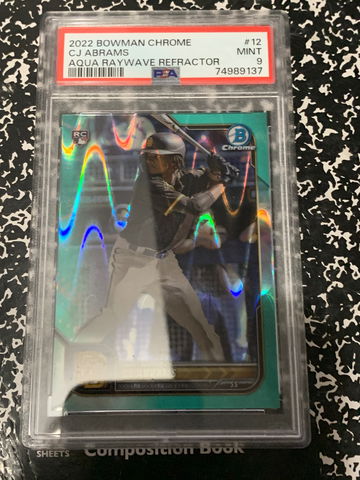 2022 Bowman chrome Cj Abrams psa 9 aqua wave 104/199